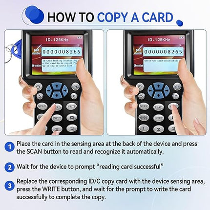 RFID Copier Reader Writer,Multi-Frequency 125kHz 13.56MHz Card Duplicator for Access Control, Home Security & Elevator Cards,Supports IC ID HID UID | Includes Free Software, USB Cable & 15 Blank Cards
