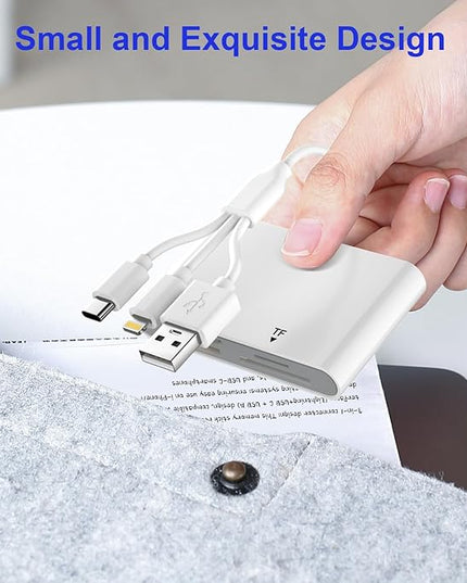 Memory Stick Pro Duo Adapter for iPhone/Android/PC, 4 in 1 SD/TF/MS/XD Picture Card Reader, Memory Card Reader Lightning/USB/USB-C OTG Adapter, Memory Stick Pro Duo Reader for Sony Plug & Play