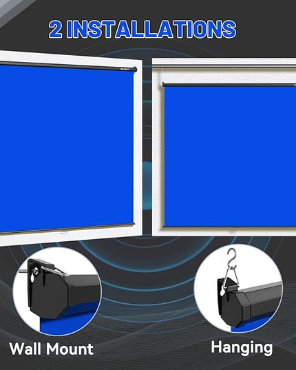 RAUBAY Retractable Pull Down Blue Screen - 78.7" x 86.6" Collapsible Wall-Mount Background for Professional Video Production, Chroma Key Backdrop for YouTube, TikTok, Streaming, Video Conferencing