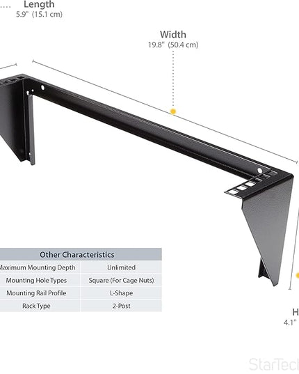 StarTech.com 2U Vertical Wall Mount Patch Panel Bracket - Steel Rack Mount Bracket w/Hardware for 19" Network, Server and Data Equipment , TAA (RK219WALLV)