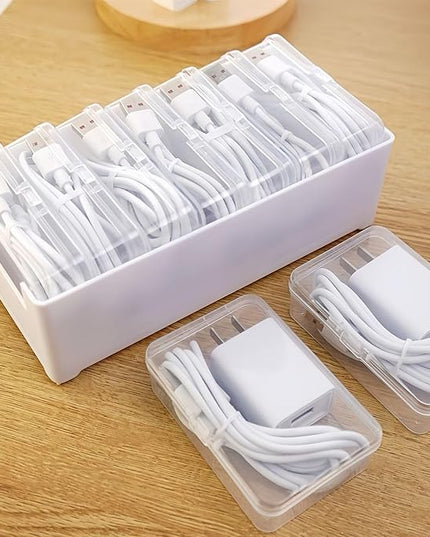 7 Case Cable Storage Box with Cable Straps and Label Stickers, Travel Cord Organizer for Charging Cables, USB Wires, Earphones – Drawer Organization for Home & Office (7 Cases + 7 Cable Straps)