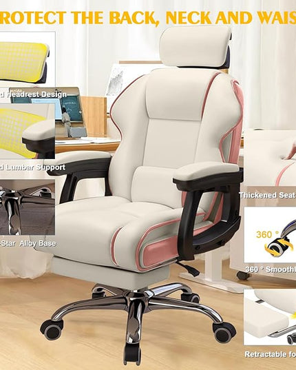 Executive Office Chair Reclining with Footrest Ergonomic Computer Desk with Lumbar Support Big and Tall Home High Back Gaming Chair for Office Home Study