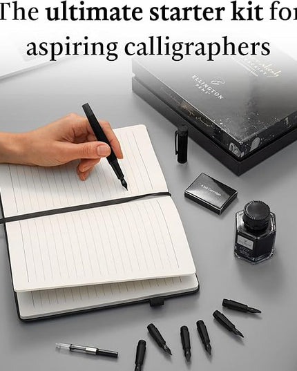 Ellington Pens Luxury Calligraphy Set – Premium Fountain Pen with 6 Nibs, 6 Bottle, 6 Cartridges, Converter, and Elegant Gift Box – Perfect for Calligraphers, Writers, Gifting