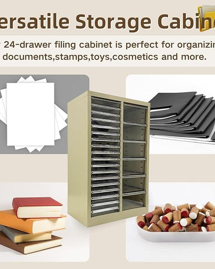 File Cabinet 24 Transparent Drawers Vertical Home Office Storage Cabinet Paper Organizer Document Filing for Small Parts