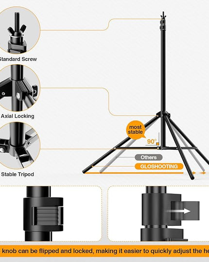 Backdrop Stand, Photo Video Studio 10 x 10FT Adjustable Backdrop Stand, Background Support System Kit with 2 Crossbars, 6 Clamps, 2 Sandbags and Carry Bag for Photography Parties Wedding