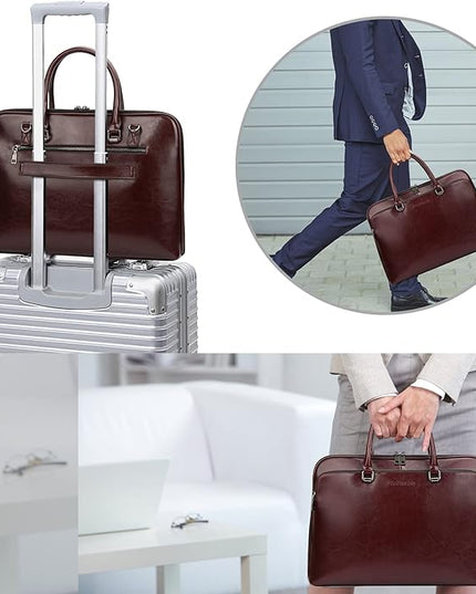 Blofinche Laptop Messenger shoulder bag: Genuine Leather work Briefcase 13.3 15.6 inch designer handbag