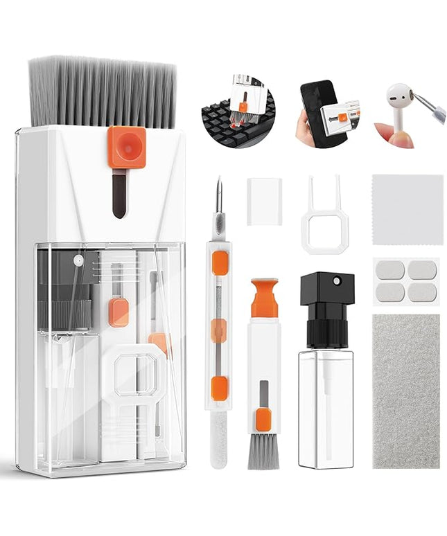 Professional Keyboard Cleaner Laptop Cleaning Kit – Keyboard Cleaning Kit for Computer MacBook iPhone Camera – Electronics Cleaner with Retractable Brush, Keycap Puller, 15ml Spray, Microfiber Cloth