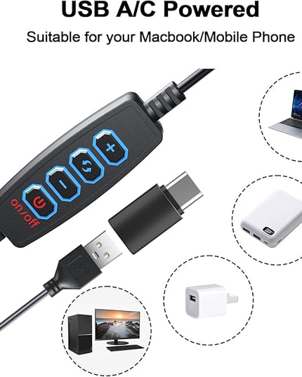 Clip-on Ring Light for Laptop Computer, Universal Phone/Tablet/Webcam Mount - Portable LED Light for Zoom Meetings, Live Streaming, Content Creation/Video Recording/TikTok