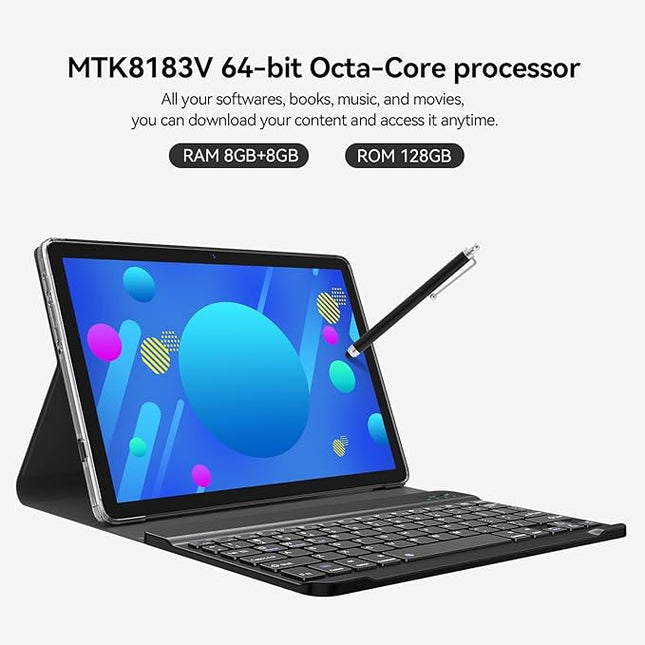 SUNTUNG Tablet, 2025 Latest 10 inch Android 14 Tablet, MTK8183 Octa-Core, 16GB 128GB 1TB Expansion, 2.4/5G WiFi, 21MP Camera, Gemini AI 2.0, Tablets with Keyboard, Mouse, Case etc