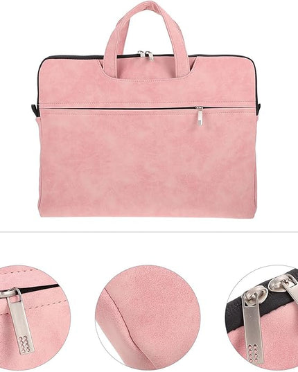 TOBBOMEY Portable Laptop Handbag for Women 15.6 Inch Pink Tablet Shoulder Bag with Adjustable Strap Waterproof Crossbody Computer Bag for Travel and Work