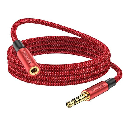 MOSWAG 3.28FT/1Meter 3.5mm Extension Cable Audio Male to Female Stereo Extension Adapter Nylon Braided Cord Compatible for Home/Car Stereos Smartphones Headphones Tablets Media Players and More