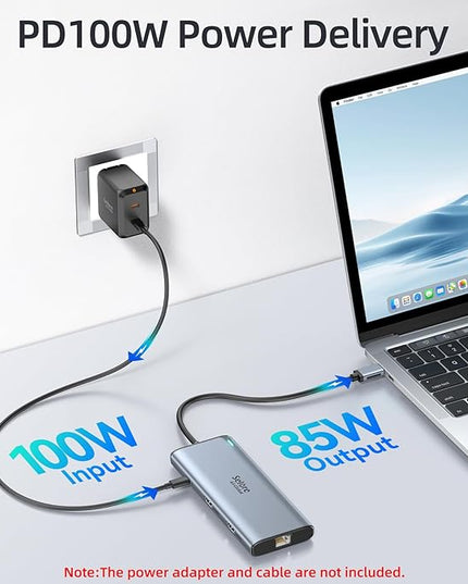 Docking Station USB C Video,8K Laptop Docking Station Dual Monitor 8K@60Hz 2*HDMI,USB-C Hub with USBC Video Output,4 * 10Gbps USB Port,Ethernet,100W PD for Portable Monitor,MacBook Pro/Air,Dell,HP