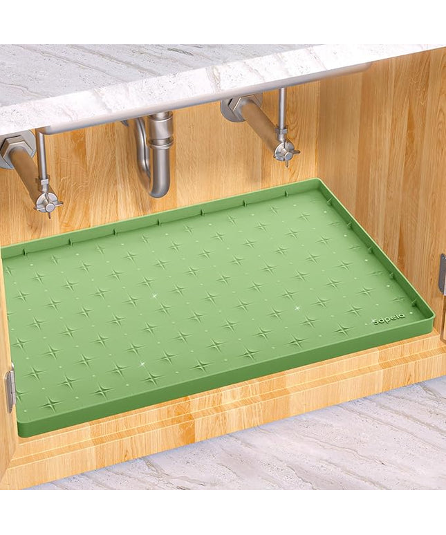 Sdpeia Under Sink Mat 34"×22" Waterproof Silicone Cabinet Liner & Sink Protector for Kitchen & Bathroom, Multi-Purpose Organizers Tray for Pets, Laundry, Cat Litter Mat