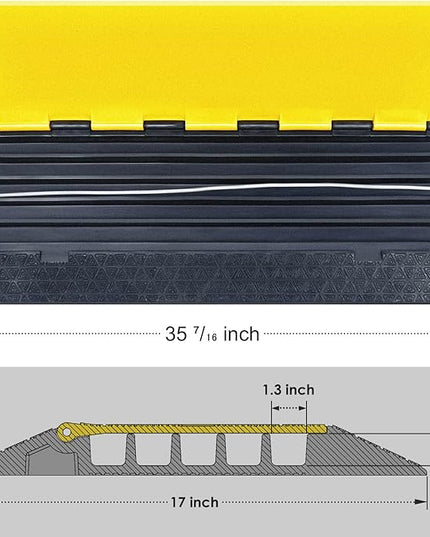 OranLite Rubber Cable Protector Ramp, Heavy Floor Cable Wire Cord Cover Speed Bumps 22000Lbs Load Capacity, Driveway Hose Cable Ramp Protective Cover for Indoor and Outdoor (5-Channel x 2Pcs)