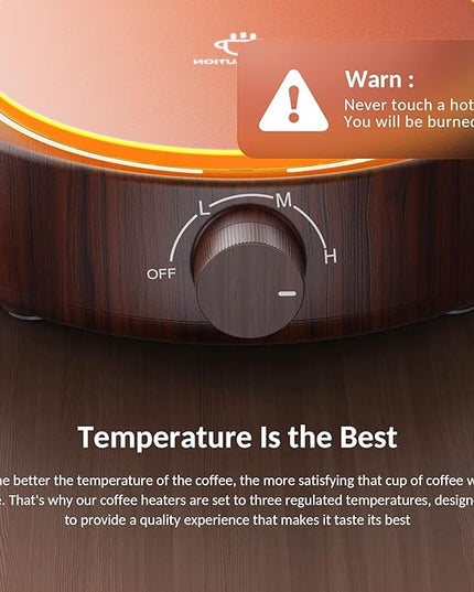 SWEETFULL Mug Warmer for Coffee and Tea Coffee Mug Warmer Set W/Mug and Lid Coffee Warmer As Coffee Gifts for Desk Office Coffee Lovers. （20W Cup Warmer Candle Warmer Auto Shut Off） (Wood Grain)
