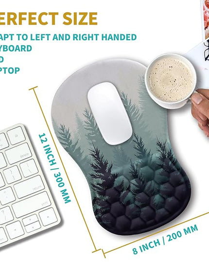 Hokafenle Ergonomic Mouse Pad Wrist Support, Wrist Rest Mousepad for Carpal Tunnel Pain Relief with Integrated Memory Foam Slope Massage Bulge (11.8x7.9 inch,Forest