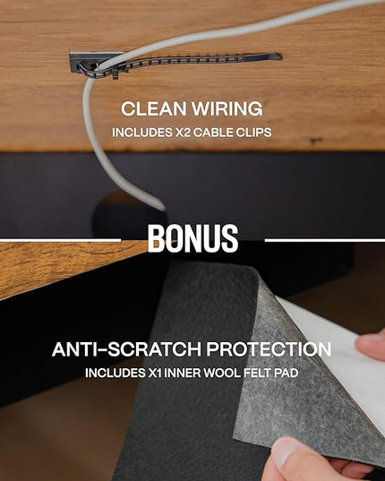 Under Desk Drawer Slide Out Attachment - Carbon Steel Undermount Table Drawer with Cable Management, Pull Out Add-On Storage for Office & Standing Desks (21.5" x 14" x 2.8")