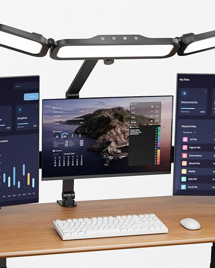 LED Desk Lamp with Clamp,Adjustable Swing Arm Desks Lamps for Home Office,Dimmable Tempering Eye Care Desk Light Bright Modern Led Table Lamp for Nail Tech Archite (3 Section Swing Arm)