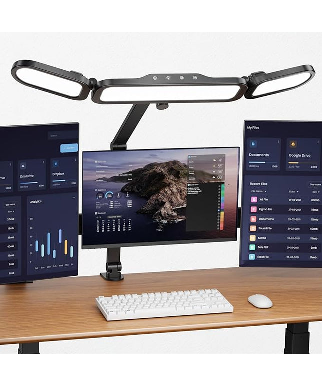 LED Desk Lamp with Clamp,Adjustable Swing Arm Desks Lamps for Home Office,Dimmable Tempering Eye Care Desk Light Bright Modern Led Table Lamp for Nail Tech Archite (3 Section Swing Arm)