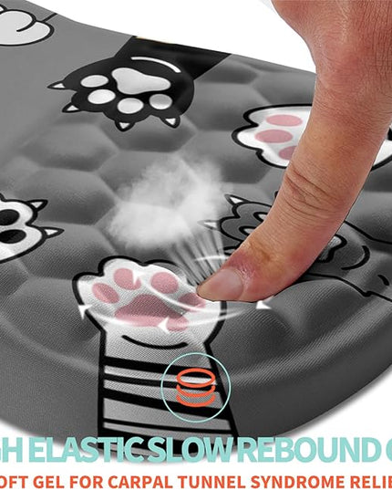 Ergonomic Mouse Pad Wrist Support with Memory Foam Massage Bulge, Carpal Tunnel Pain Relief Mousepad Wrist Rest for Mouse(12x8 inch, Paw)