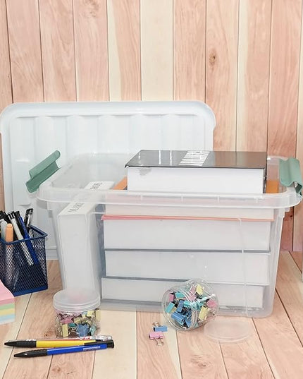 20 Quart Clear Plastic Bin with Lid, Latching Storage Box, 6 Packs