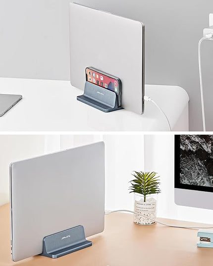 JARLINK Vertical Laptop Stand, Aluminum Laptop Holder Desktop Stand with Adjustable Dock Size (up to 17.3 inches) Compatible with All MacBook/Surface/Dell/Gaming Laptops (Gray)
