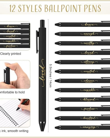 Kosiz Inspirational Valentines Christian Gifts Bulk A6 Notebook Prayer Journal with Pens Spiral Journal Religious Gift for Women Men Church Bible Study Group Teacher Coworker(48 Sets,Black)