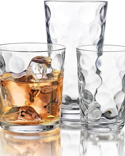 Home Essentials 12-pc Galaxy Glassware - Drinking Glasses, Mixed Drinkware Set. Highball 17 oz. Rock 13 oz. Juice 7 oz. Glass Tumblers