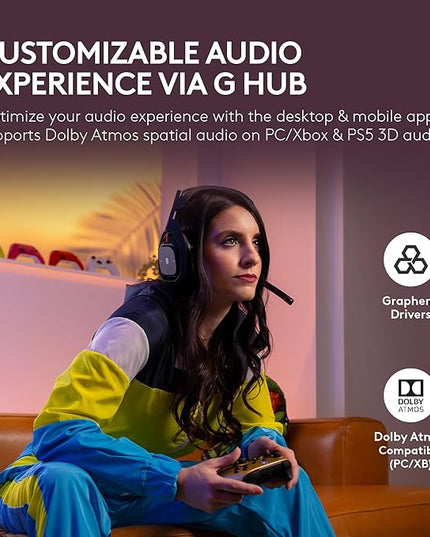 Logitech G Astro A50 Multi-Platform Wireless Gaming Headset + Base Station for PS5/Xbox/PC: PLAYSYNC Audio Switcher, <16bit/48kHz (Console), <24bit/48kHz (PC), 24hr Battery, 2.4GHz & BT - Black