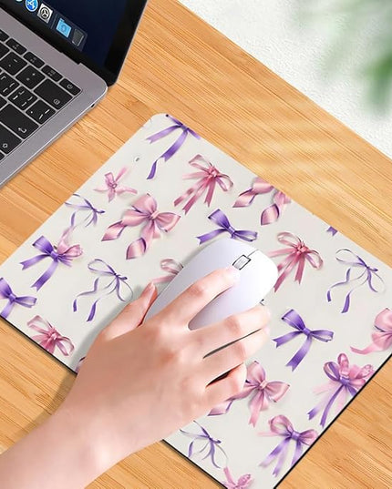 Coquette Girlie Pastel Bows Square Mouse pad, Texture, Waterproof, Anti Slip Rubber Base, Computer Mouse pad, Laptop Mouse pad