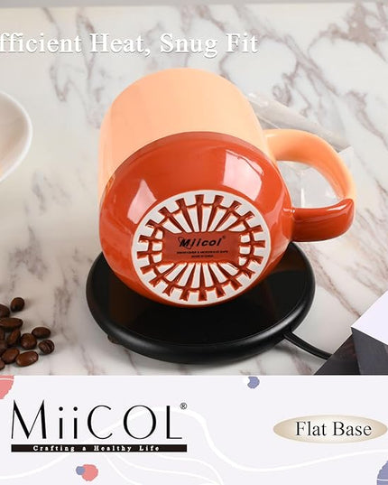 Miicol Ceramic Coffee Mug, 16 oz Large Coffee Cup, Tea Mug with Handle, Flat Bottom Mug for Men, Women, Office, Microwave and Dishwasher Safe, Multi-Color, Caramel Peach