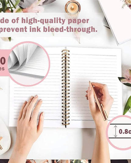 Lacama Pink monogram G notebook Journal, Aesthetic Wildflower Personalized Spiral Notebook, Customized Monogrammed Gifts, Birthday Gifts for Women, School Supplies, Office Supplies 5.5x8.3