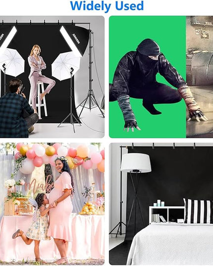 NEEWER Photography Lighting kit with Backdrops, 8.5x10ft Backdrop Stands, UL Certified 5700K 800W Equivalent 24W LED Umbrella Softbox Continuous Lighting, Photo Studio Equipment for Photo Video Shoot