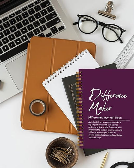 OXW Purple Meeting Notebooks for Work, Difference Maker Gift Office Work Notebook Journal for Writing Note Taking, Thank You Gifts for Women Men Leader Boss Mentor Manager Principal, 5.5"x8.3"