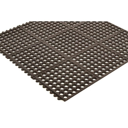 Notrax T32 UltraMat® Lightweight Modular Anti-Fatigue Drainage Mat, 3' X 3' Black