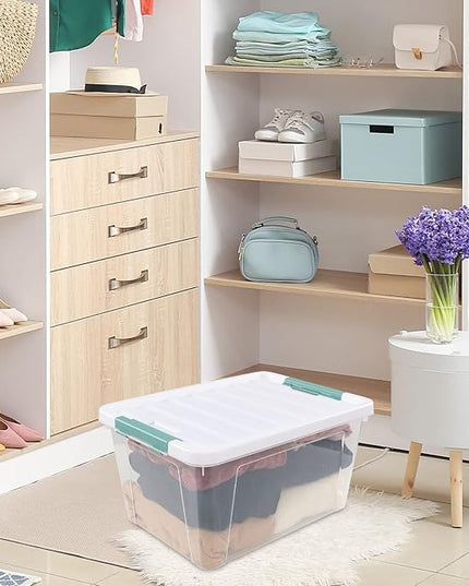 6 Packs 35 L Clear Plastic Stackable Storage Container, Storage Bins with Lids