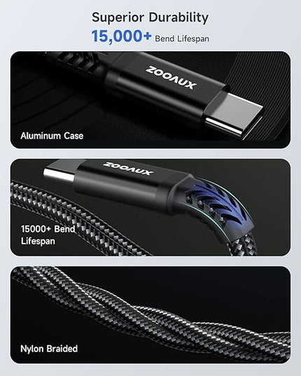 ZOOAUX USB C to 3.5mm Headphone and Charger Adapter, 2-in-1 USB Type C to Aux Audio Jack Splitter, PD 60W Fast Charging Dongle for iPhone 17/16/15, Galaxy S25/S24/S23, iPad Pro, Pixel (Black)