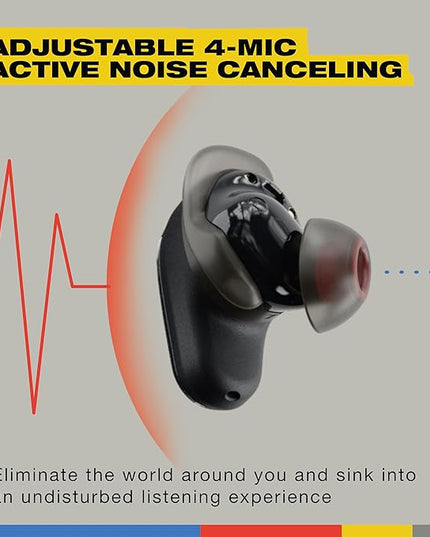 Skullcandy Method 360 ANC Wireless Earbuds, Sound by Bose, Bluetooth Headphones, Premium Noise Cancelling, Up to 40 Hrs Battery, Sweat and Water Resistant, Microphone for iPhone Android - True Black