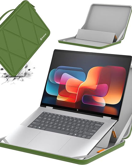 Smatree MS85T Hard EVA Protective Sleeve Case with Stand Compatible for 16inch HP Envy x360 2-in-1 16t-ac000, for 15.6inch HP255 G9 Notebook PC/HP Laptop 15/15t, Laptop Cover with Stand, Green