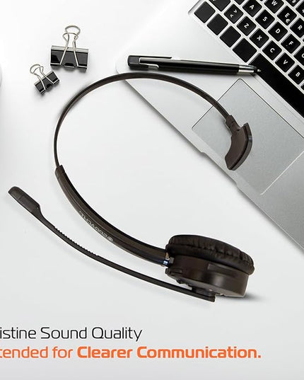Spracht Wireless Bluetooth Headset with DSP Noise Cancellation | Combo USB/BT | USB Headphone with 12 Hr Talk Time | Mic Compatible with Softphones, Smartphones and Desktop Phones (HS-2060)
