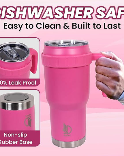 40 Oz Tumbler with Handle & Straw Lid, Insulated Stainless Steel Vacuum Flask, Double Wall Thermal Car Cup for Hot & Cold Drinks, Leak Proof, BPA Free (Cornflower Blue)