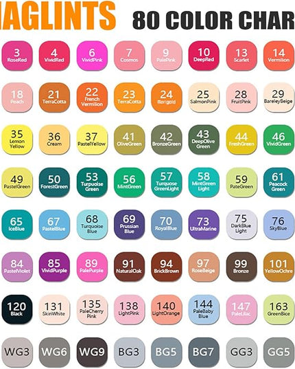 Alcohol Markers 80 Colors with Base Drawing Pen Dual Tip Art Markers for Sketch Anime Illustrations