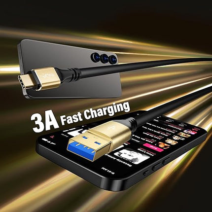 USB 3.0 A to USB C Cable 20FT, Extra Long Type A to Type C Cord, 3A Fast Charging & 5Gbps Data Transfer, Compatible with iPhone 17/16/15 Series, Samsung Galaxy S10 S10+, iPad, Tablets, Laptops