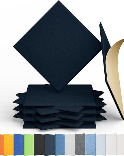 12 Pack Acoustic Panels Self Adhesive Sound Proof Foam, High Density Sound Acoustic Panel, 12X12X0.4 Inch Square Panels in Home, Office, Reccording Room, Studio,and more(Dark Blue)