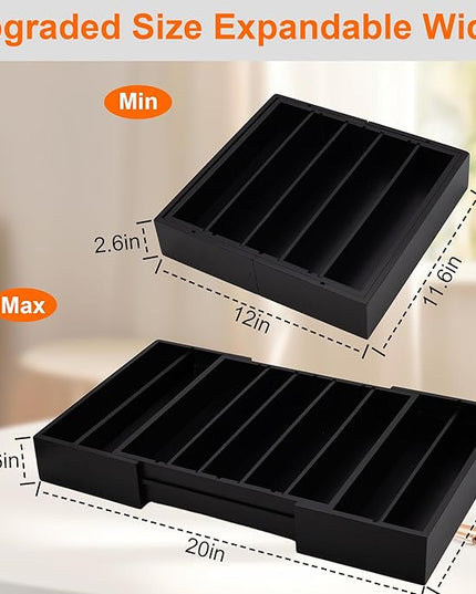 MinBoo Bamboo Drawer Organizer - Expandable K Cup & Pods Holder, Coffee Pod Storage, Tea Organizer, Versatile Kitchen Accessory Organization and Storage，Black