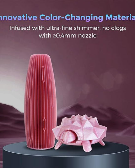FLASHFORGE PLA Filament 1.75mm +/- 0.02mm Rose Quartz, Color Changeable 3D Printer Filament 1kg (2.2lbs), Chameleon 3D Printing Filament Changing Colors with Light, Perfectly Hide The Layer Line