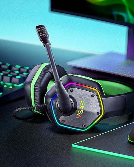 EKSA E1000 Gaming Headset, Computer Headphones with Noise Canceling Mic & RGB Light, Compatible with PC, PS4, PS5, Laptop