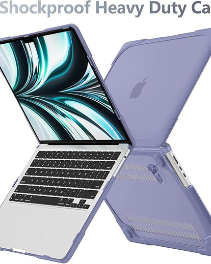 Batianda for M4 MacBook Air 13.6 inch Case 2025 2024 2022 Release Model A3240 A2681 M2 A3113 M3, Heavy Duty Shockproof Protective Hard Shell with Fold Kickstand & Keyboard Cover, Lavender Grey