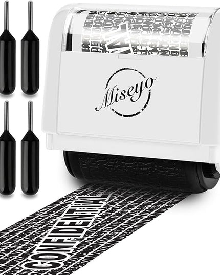 Miseyo Identity Theft Protection Roller Stamp Set - White (6 Refill Ink Incleded)