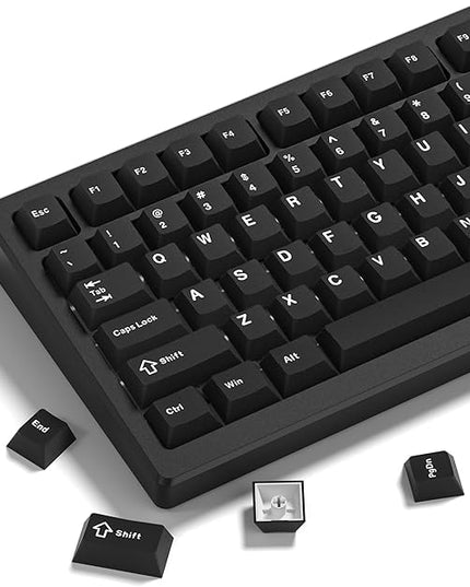 Womier Double Shot PBT Keycaps Set 138 Keys, Cherry Profile Custom Keycaps 60 65 75 100 Percent for 61/64/68/84/87/100/104/108 Retro Gaming Mechanical Keyboard, Black